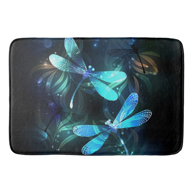 Lake Glowing Dragonflies Bath Mat (Front)