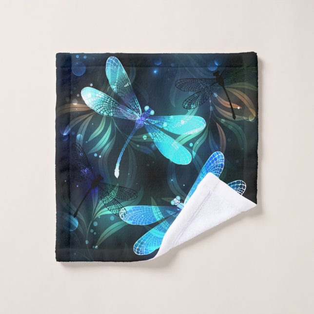 Lake Glowing Dragonflies Bath Towel Set (Wash Cloth)