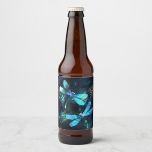 Lake Glowing Dragonflies Beer Bottle Label