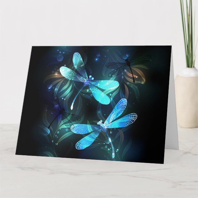 Lake Glowing Dragonflies Card (Front)