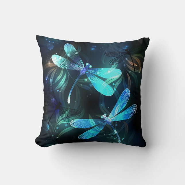 Lake Glowing Dragonflies Cushion (Front)