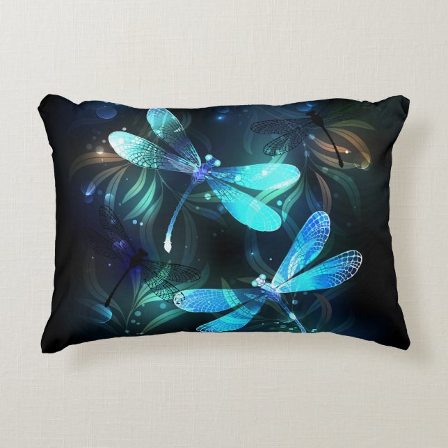 Lake Glowing Dragonflies Decorative Cushion (Front)