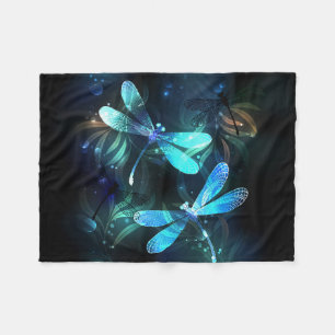 Lake Glowing Dragonflies Fleece Blanket