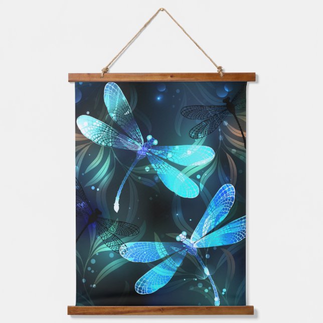 Lake Glowing Dragonflies Hanging Tapestry (Front)