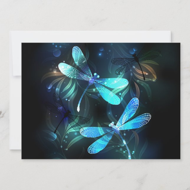 Lake Glowing Dragonflies Holiday Card (Front)