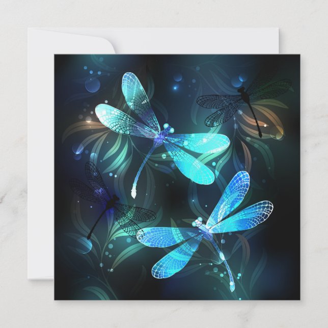 Lake Glowing Dragonflies Holiday Card (Front)