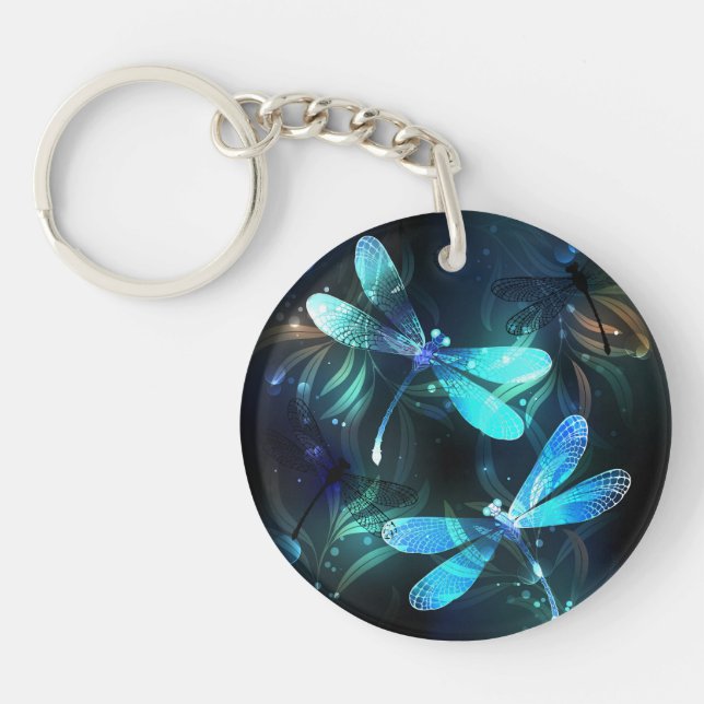 Lake Glowing Dragonflies Key Ring (Front)