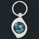Lake Glowing Dragonflies Key Ring<br><div class="desc">Two transparent,  luminous,  turquoise,  artistically drawn dragonflies on night background with luminescent lake algae and fireflies. Glowing dragonfly.</div>