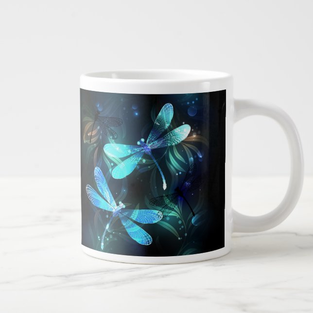 Lake Glowing Dragonflies Large Coffee Mug (Right)