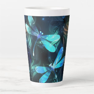 Lake Glowing Dragonflies Latte Mug