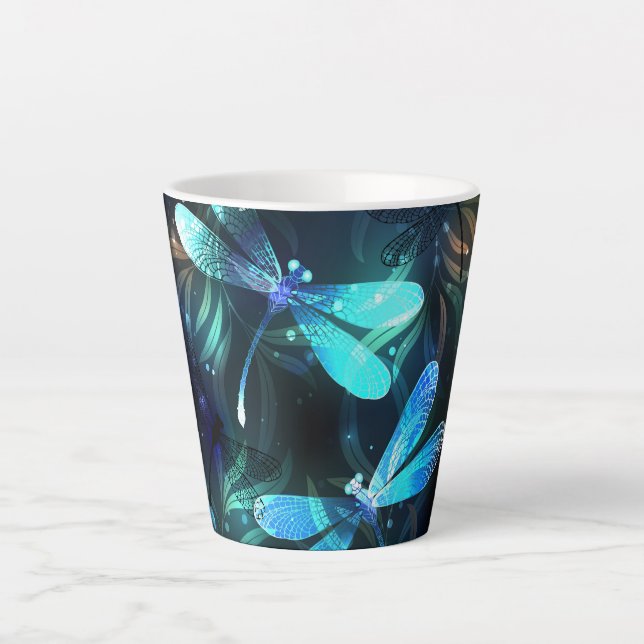 Lake Glowing Dragonflies Latte Mug (Front)