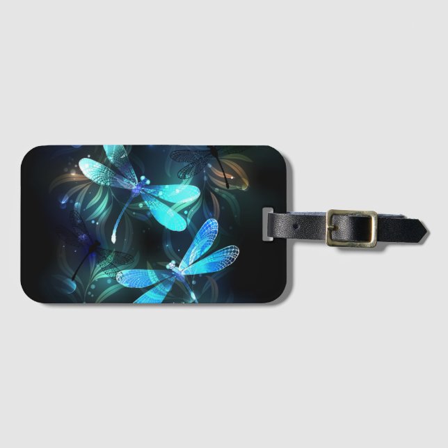 Lake Glowing Dragonflies Luggage Tag (Front Horizontal)