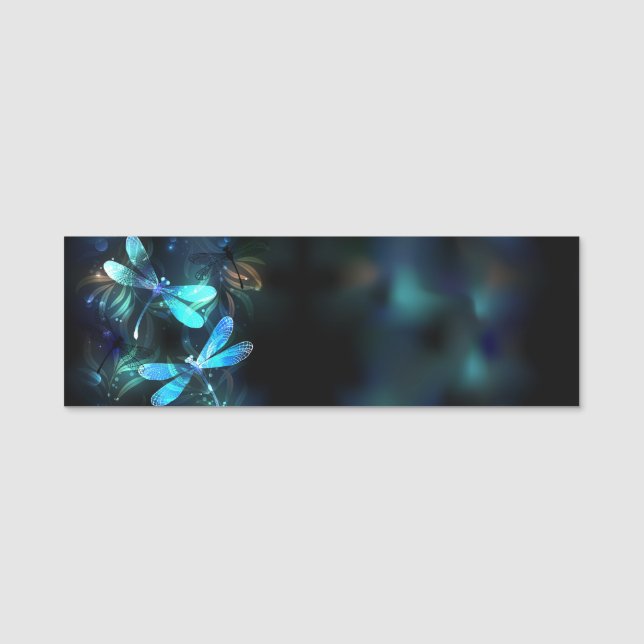 Lake Glowing Dragonflies Name Tag (Front)