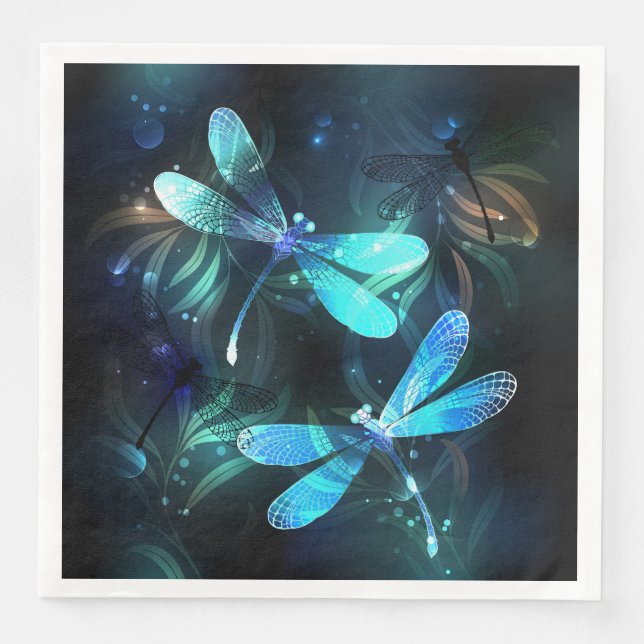 Lake Glowing Dragonflies Napkin (Front)