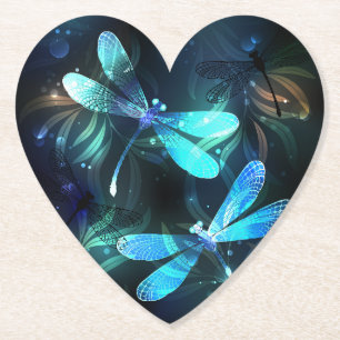 Lake Glowing Dragonflies Paper Coaster