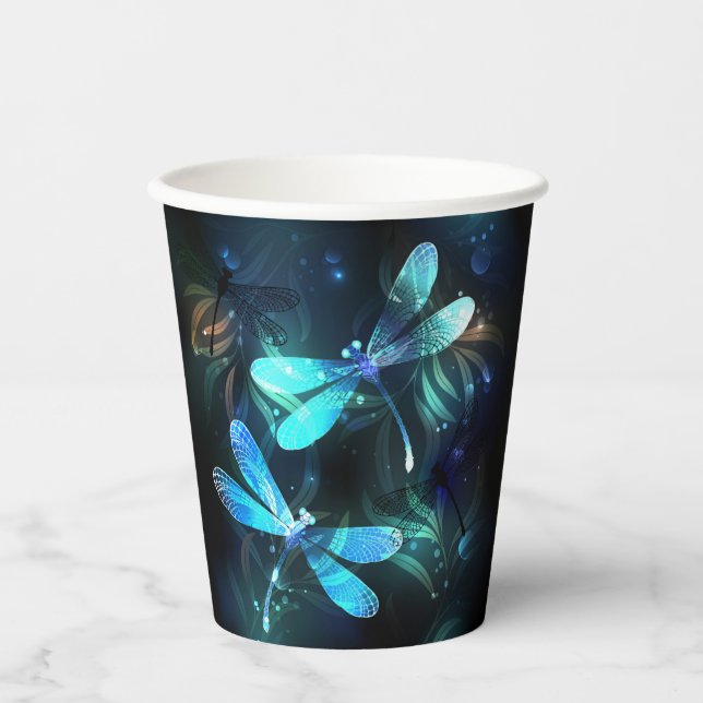 Lake Glowing Dragonflies Paper Cups (Front)