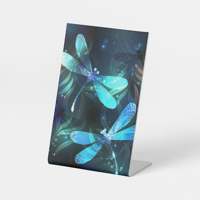 Lake Glowing Dragonflies Pedestal Sign (Front)