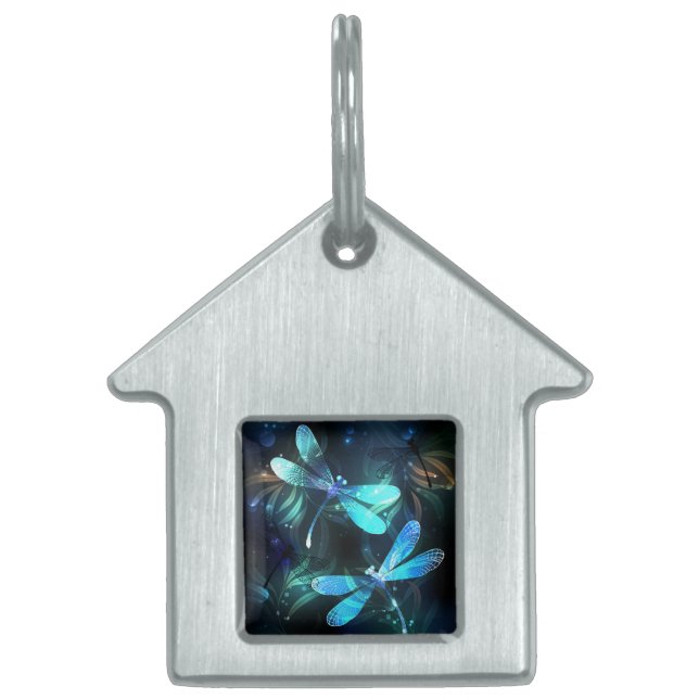 Lake Glowing Dragonflies Pet ID Tag (Front)