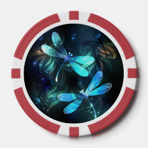 Lake Glowing Dragonflies Poker Chips