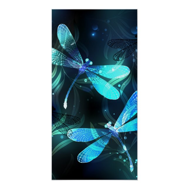 Lake Glowing Dragonflies Poster (Front)
