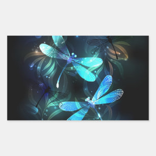 Lake Glowing Dragonflies Rectangular Sticker