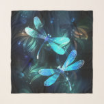 Lake Glowing Dragonflies Scarf<br><div class="desc">Two transparent, luminous, turquoise, artistically drawn dragonflies on night background with luminescent lake algae and fireflies. Glowing dragonfly.</div>