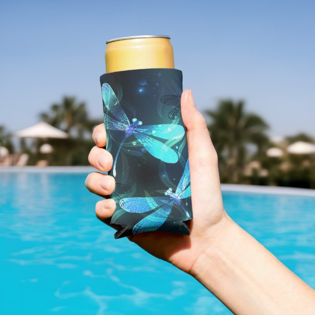 Lake Glowing Dragonflies Seltzer Can Cooler (In Situ Pool)