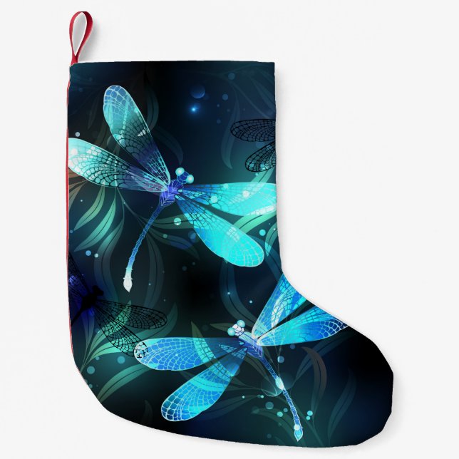 Lake Glowing Dragonflies Small Christmas Stocking (Front)