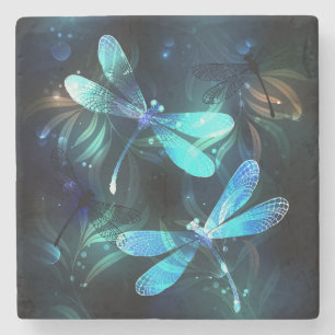 Lake Glowing Dragonflies Stone Coaster