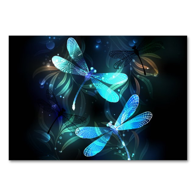 Lake Glowing Dragonflies Table Number (Front)