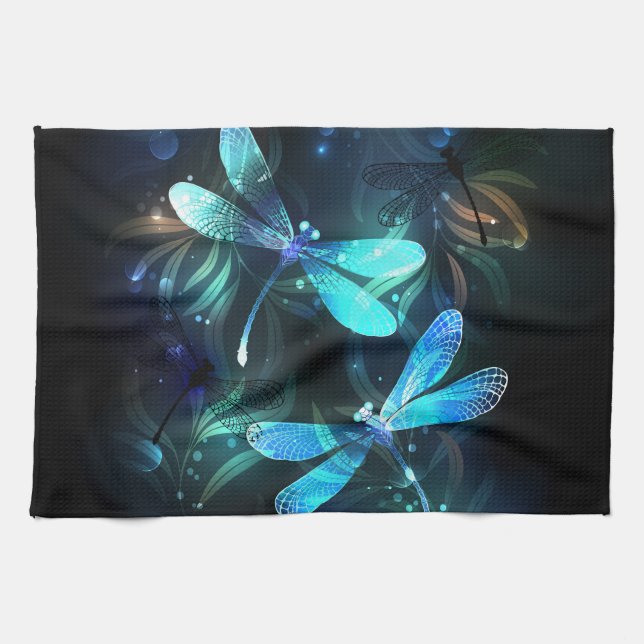 Lake Glowing Dragonflies Tea Towel (Horizontal)