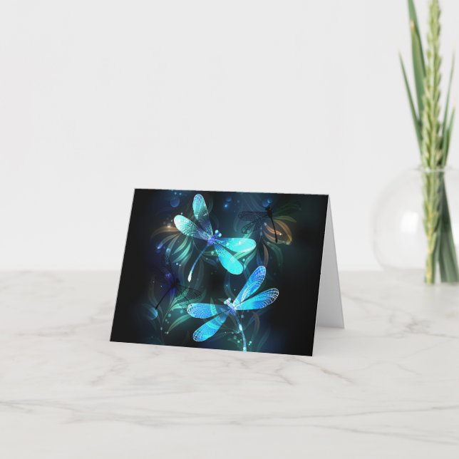 Lake Glowing Dragonflies Thank You Card (Front)