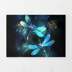 Lake Glowing Dragonflies Tri-Fold Card