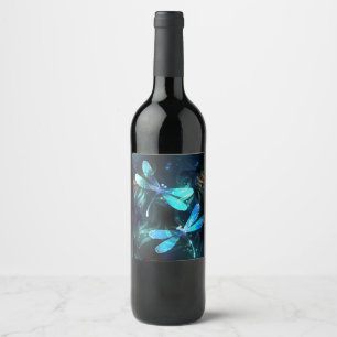 Lake Glowing Dragonflies Wine Label