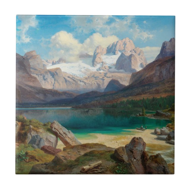 Lake Gosau With A View Of The Dachstein Massif Ceramic Tile (Front)