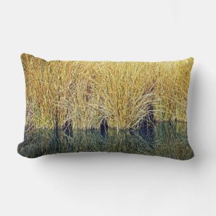 Lake Grass Earth Tone Water Reflection Nature Lumbar Cushion
