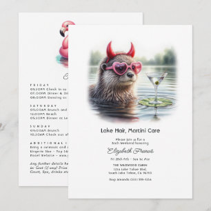 Lake Hair Martini Care Funny Otter Bachelorette Invitation