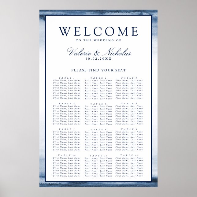 Lake Harbour Fog Wedding | 12 Table Seating Chart (Front)