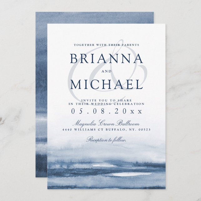 Lake Harbour Morning Wedding Invitation (Front/Back)