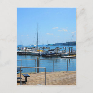 Lake Harbour SailBoats Lake view of Boston City Postcard