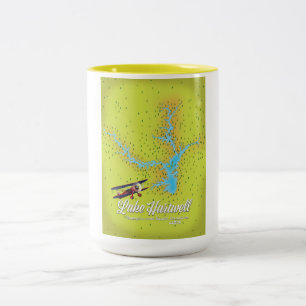lake Hartwell Georgia and South Carolina USA map Two-Tone Coffee Mug