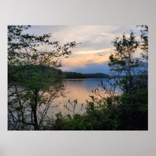 Lake Hartwell Mountain Lake Sunset Poster