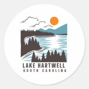 Lake Hartwell South Carolina Summer Lake Life Boat Classic Round Sticker