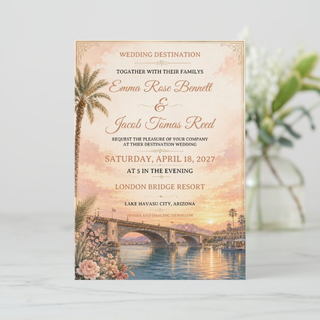 Lake Havasu Destination Wedding Invitation (Standing Front)