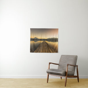 Lake Hopfen with a Jetty & Alps Mountains Tapestry