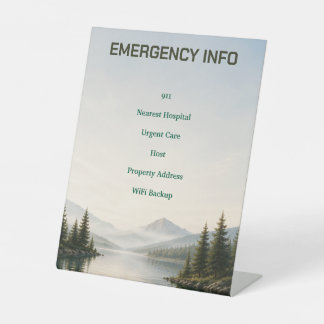 Lake House Airbnb Emergency Information Sign