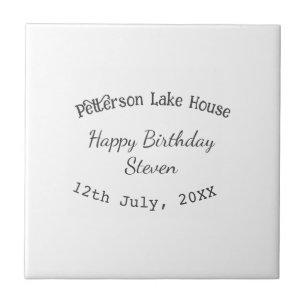 Lake house beach happy birthday add name date year ceramic tile