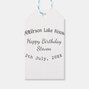 Lake house beach happy birthday add name date year gift tags