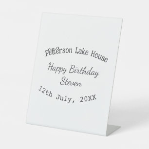 Lake house beach happy birthday add name date year pedestal sign