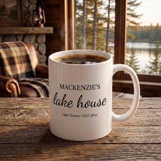 Lake House Chic Simple Typography Personalised Coffee Mug